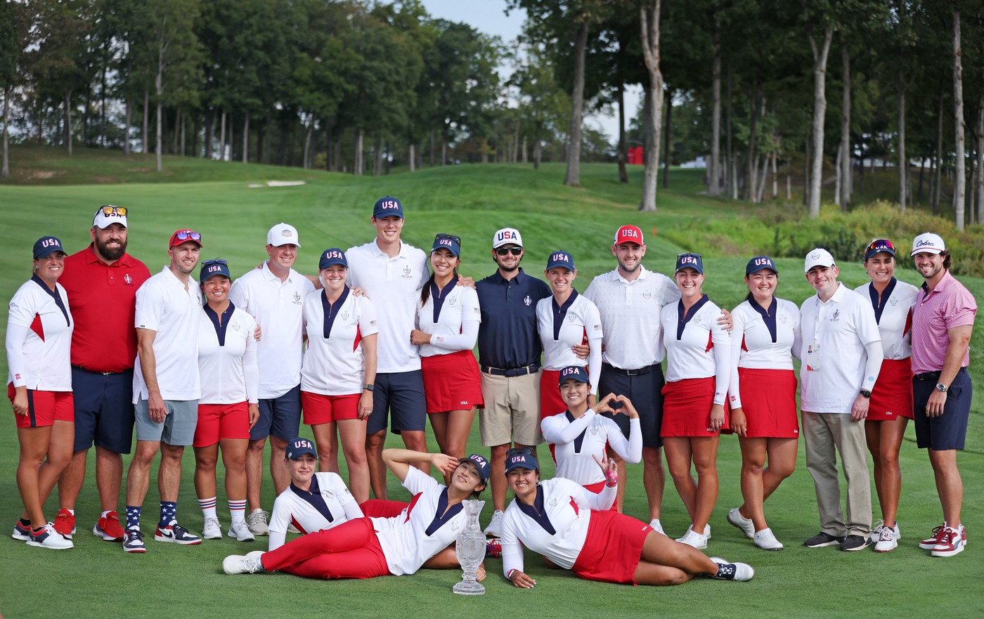 The U.S. and European Solheim Cup teams assembled at the tournament.